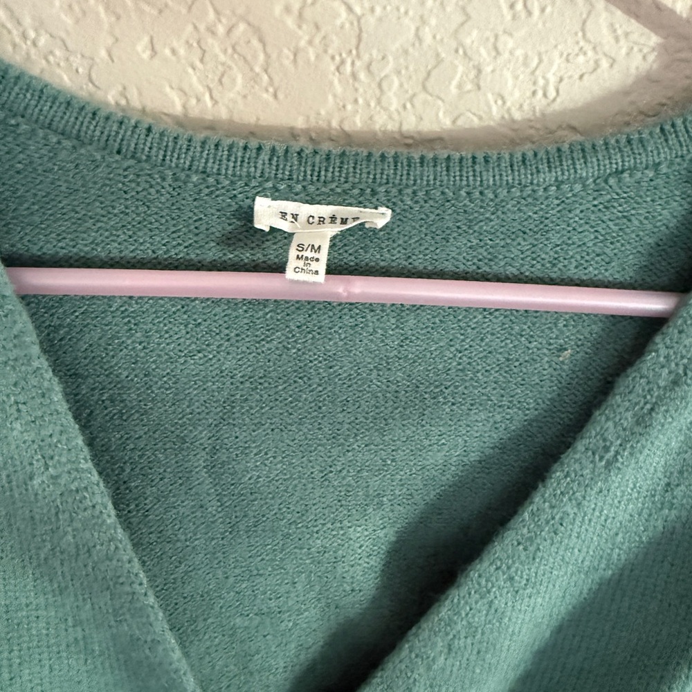 Dusty Teal Wrap Sweater - Picture 7 of 17